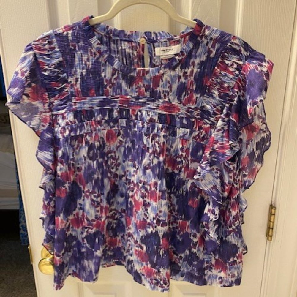 Isabel Marant Étoile Layona Floral Ikat Flutter Top